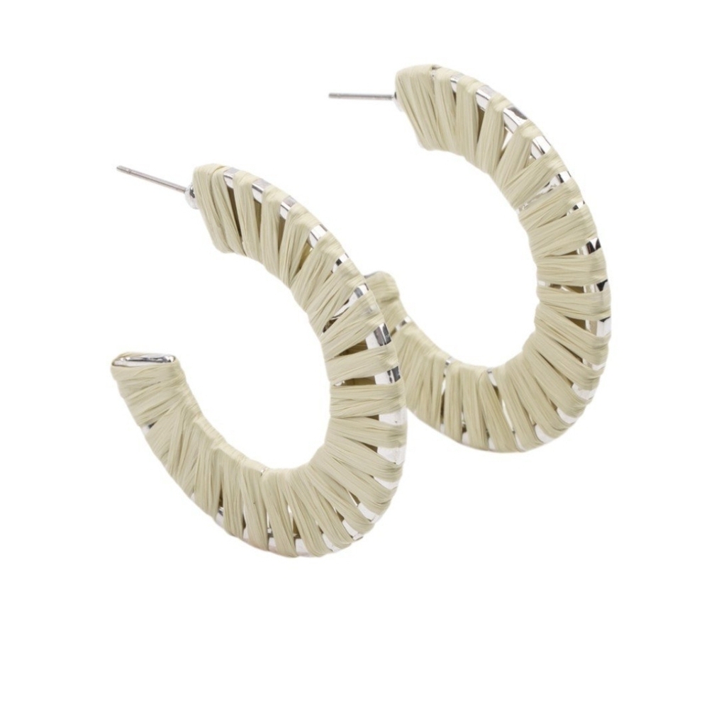 A Chance Of Rainbows Paparazzi Green and Silver Wrapped Hoop Earrings